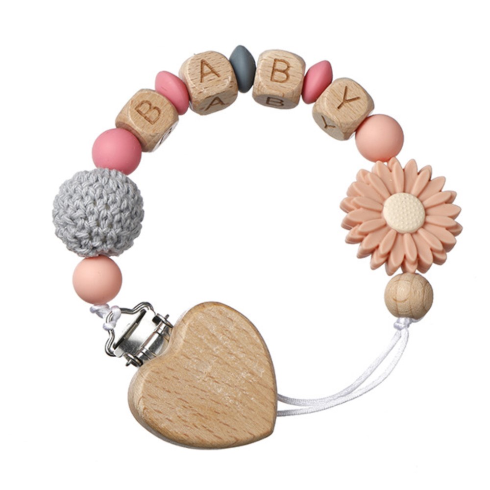 Baby Pacifier Clip - INS Baby Pacifiers Personalized Name Heart