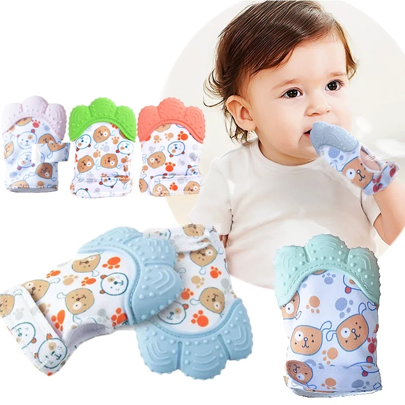 Teething Mitten Baby - Cartoon Printed Baby Teether Mittens Chewing